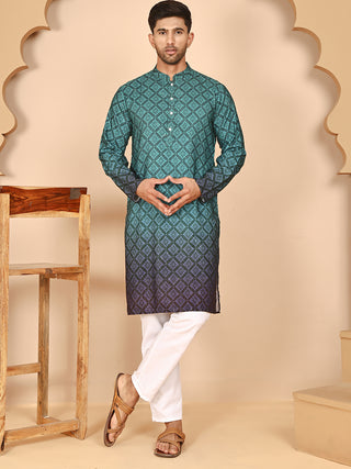 Ombre Printed Kurta Pyjama Set For Men