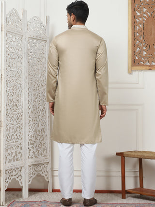 Collar Embroidered & Sequin Kurta With Pyjama