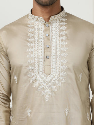 Collar Embroidered & Sequin Kurta With Pyjama