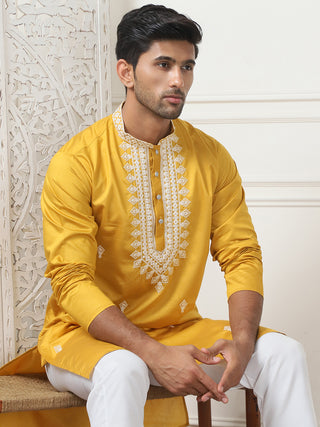 Collar Embroidered & Sequin Kurta With Pyjama