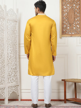 Collar Embroidered & Sequin Kurta With Pyjama