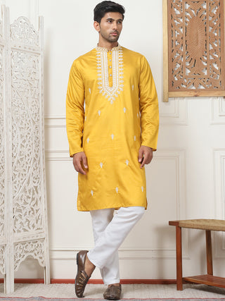 Collar Embroidered & Sequin Kurta With Pyjama