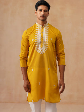Collar Embroidered & Sequin Kurta With Pyjama