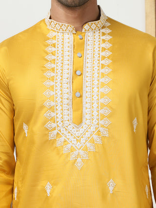 Collar Embroidered & Sequin Kurta With Pyjama