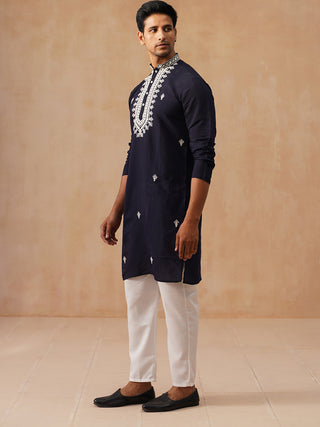 Collar Embroidered & Sequin Kurta With Pyjama