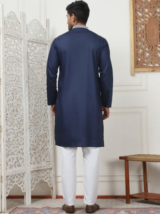 Collar Embroidered & Sequin Kurta With Pyjama