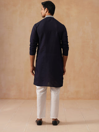 Collar Embroidered & Sequin Kurta With Pyjama