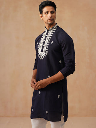 Collar Embroidered & Sequin Kurta With Pyjama
