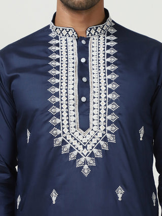 Collar Embroidered & Sequin Kurta With Pyjama