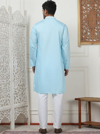 Collar Embroidered & Sequin Kurta With Pyjama