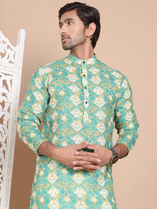 Men's Printed Pure Cotton Kurta Pyjama Set