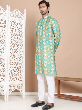 Men's Printed Pure Cotton Kurta Pyjama Set