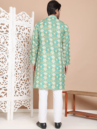 Men's Printed Pure Cotton Kurta Pyjama Set