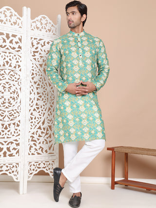 Men's Printed Pure Cotton Kurta Pyjama Set