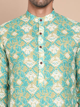 Men's Printed Pure Cotton Kurta Pyjama Set