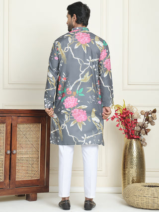 Men's Animal Printed Pure Cotton Straight Kurta Pyjama Set