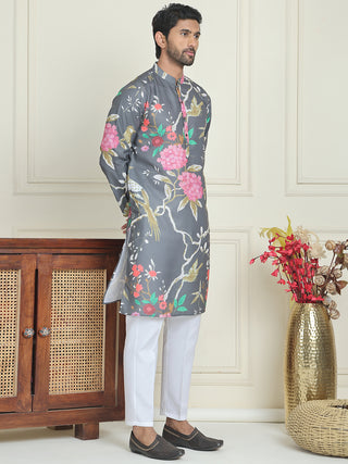 Men's Animal Printed Pure Cotton Straight Kurta Pyjama Set
