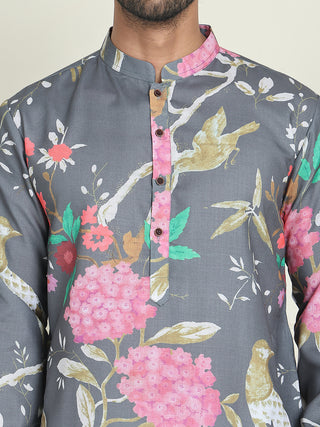 Men's Animal Printed Pure Cotton Straight Kurta Pyjama Set