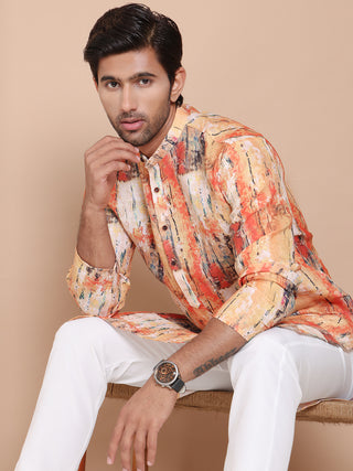 Men's Printed Pure Cotton Kurta Pyjama Set