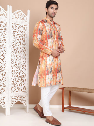 Men's Printed Pure Cotton Kurta Pyjama Set