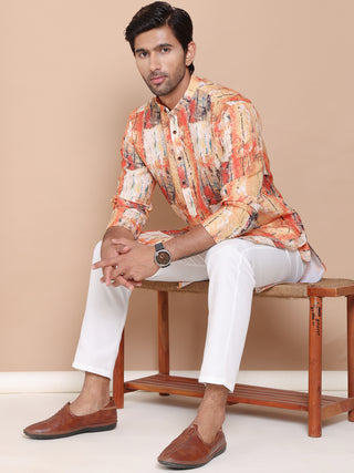 Men's Printed Pure Cotton Kurta Pyjama Set