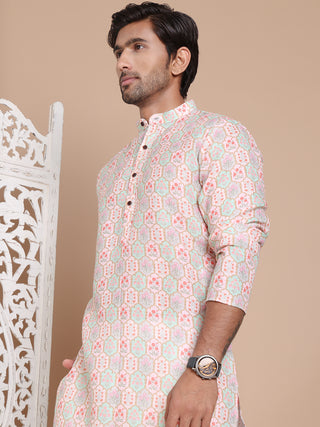 Men's Printed Pure Cotton Kurta Pyjama Set