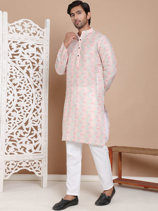 Men's Printed Pure Cotton Kurta Pyjama Set