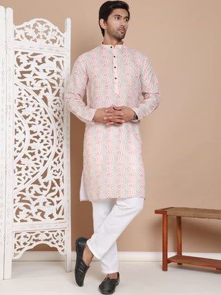 Men's Printed Pure Cotton Kurta Pyjama Set