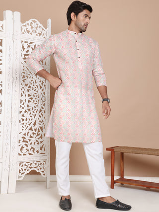 Men's Printed Pure Cotton Kurta Pyjama Set