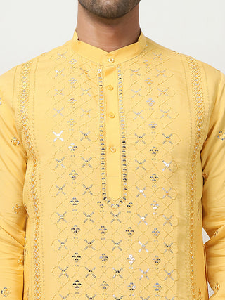 Embroidered & Sequin Cotton Blend Kurta Pyjama Sets