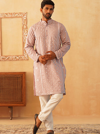 Embroidered & Sequin Cotton Blend Kurta Pyjama Sets