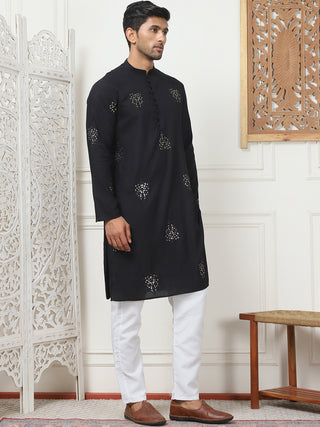 Embroidered Viscose Rayon Straight Kurta Pyjama Set