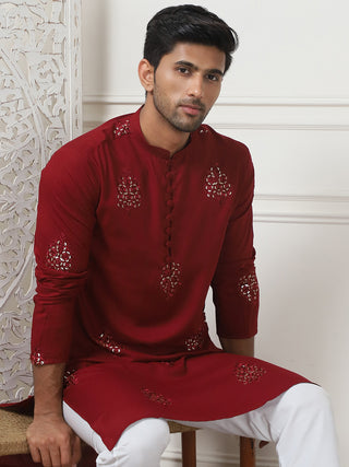 Embroidered Viscose Rayon Straight Kurta Pyjama Set