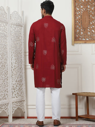 Embroidered Viscose Rayon Straight Kurta Pyjama Set