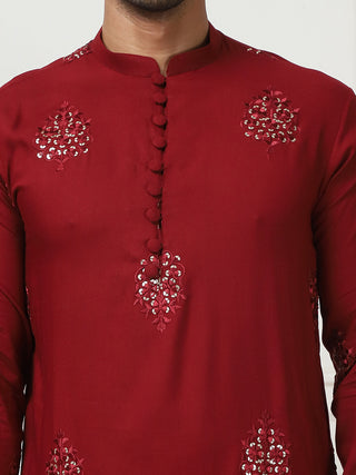 Embroidered Viscose Rayon Straight Kurta Pyjama Set