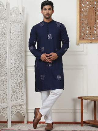 Embroidered Viscose Rayon Straight Kurta Pyjama Set