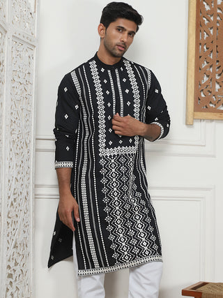 Embroidered & Sequin Cotton Blend Kurta Pyjama Sets