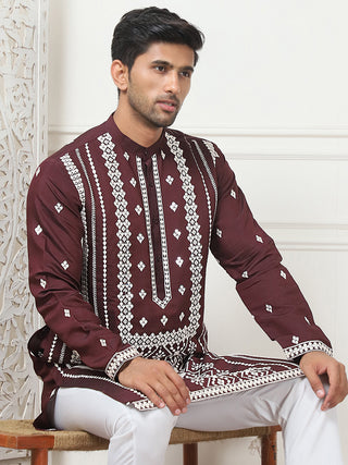 Embroidered & Sequin Cotton Blend Kurta Pyjama Sets