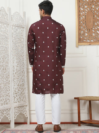 Embroidered & Sequin Cotton Blend Kurta Pyjama Sets