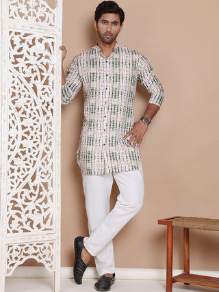 Printed Front Open Kurta With Trouser