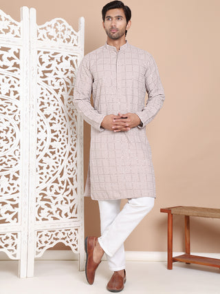 Sequin Embroidered Pure Cotton Kurta with Pyjamas