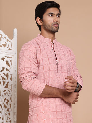 Sequin Embroidered Pure Cotton Kurta with Pyjamas