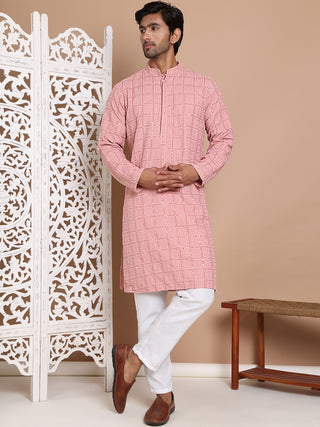 Sequin Embroidered Pure Cotton Kurta with Pyjamas