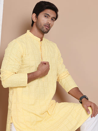 Sequin Embroidered Pure Cotton Kurta with Pyjamas