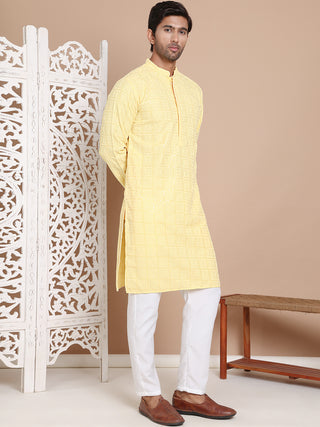 Sequin Embroidered Pure Cotton Kurta with Pyjamas