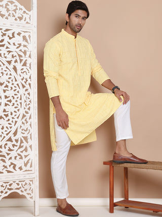 Sequin Embroidered Pure Cotton Kurta with Pyjamas