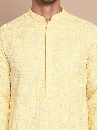 Sequin Embroidered Pure Cotton Kurta with Pyjamas