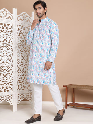 Printed and Emrbroidered Kurta Pyjama Set