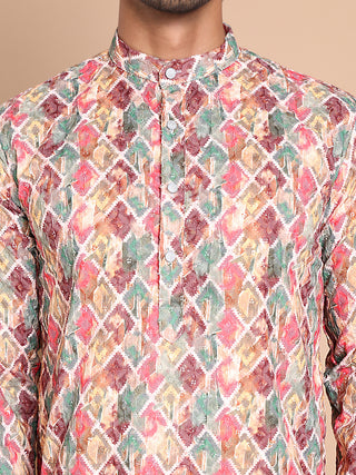 Printed and Emrbroidered Kurta Pyjama Set