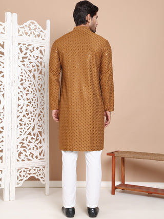 Embroidered and Sequence Kurta with Pyjama For Men